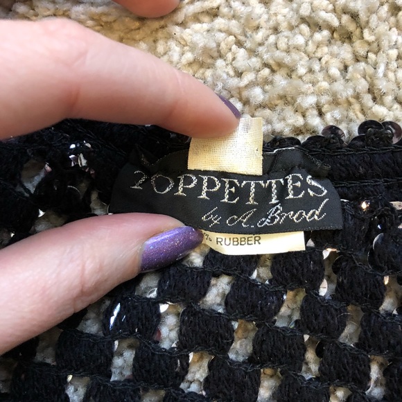 Vintage Black and Silver/Gray Sequin Mesh Top - Picture 6 of 8